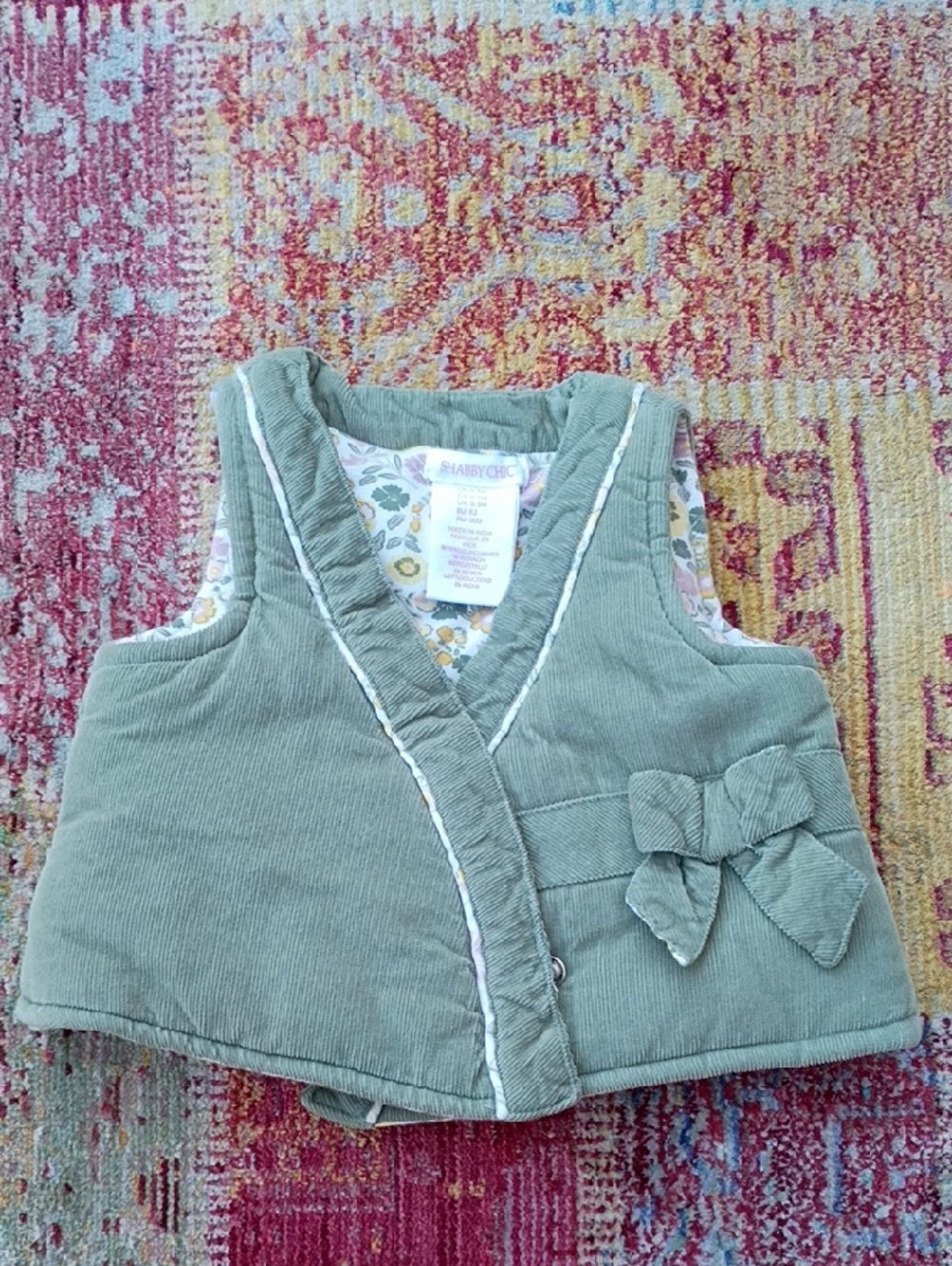 Sage Green Shabby Chic Baby Girl Corduroy Vest